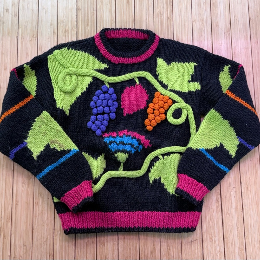 Vintage 90s Grape Wine Knit Sweater | Small